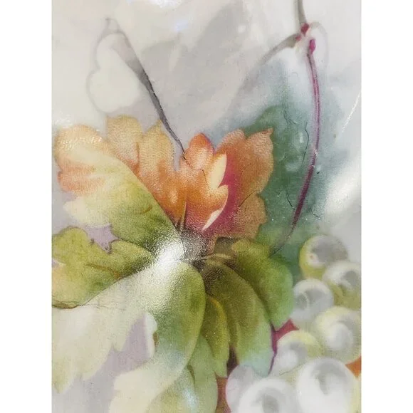 Antique Silesia Porcelain Plate Luster Grapes Pattern Fine Bone China Germany - Picture 6 of 14